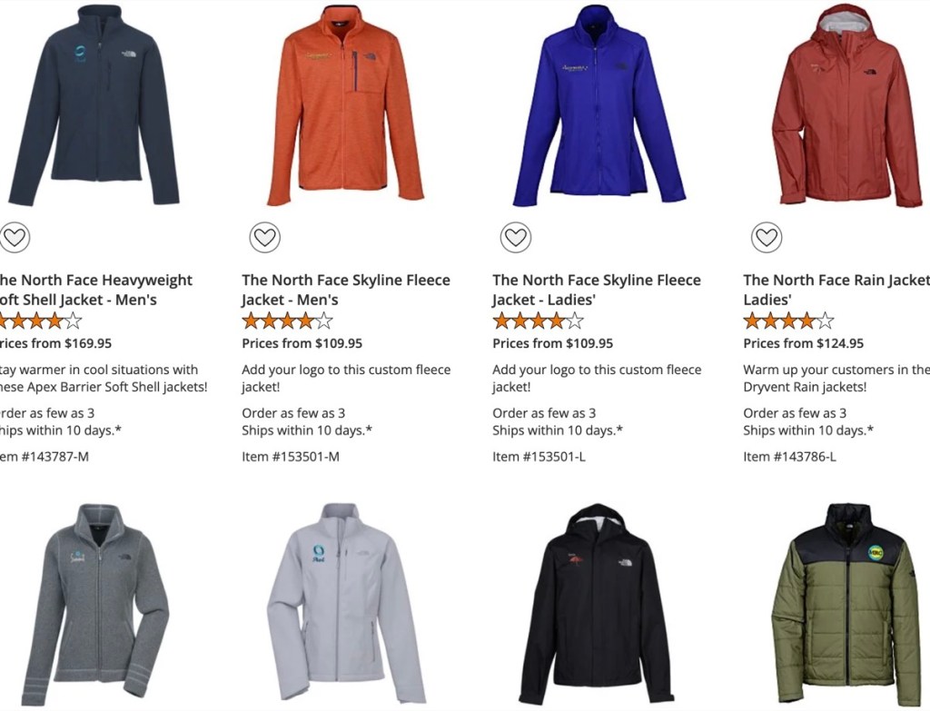 4imprint wholesale The North Face clothing supplier