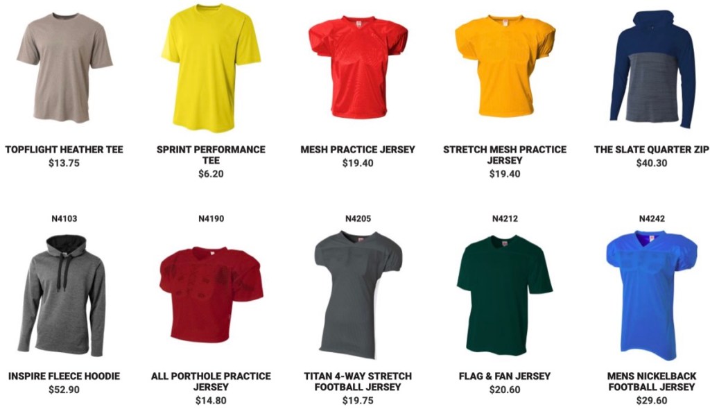 A4 Apparel wholesale blank football jersey supplier