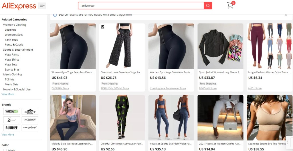 AliExpress activewear & athleisure dropshipping supplier