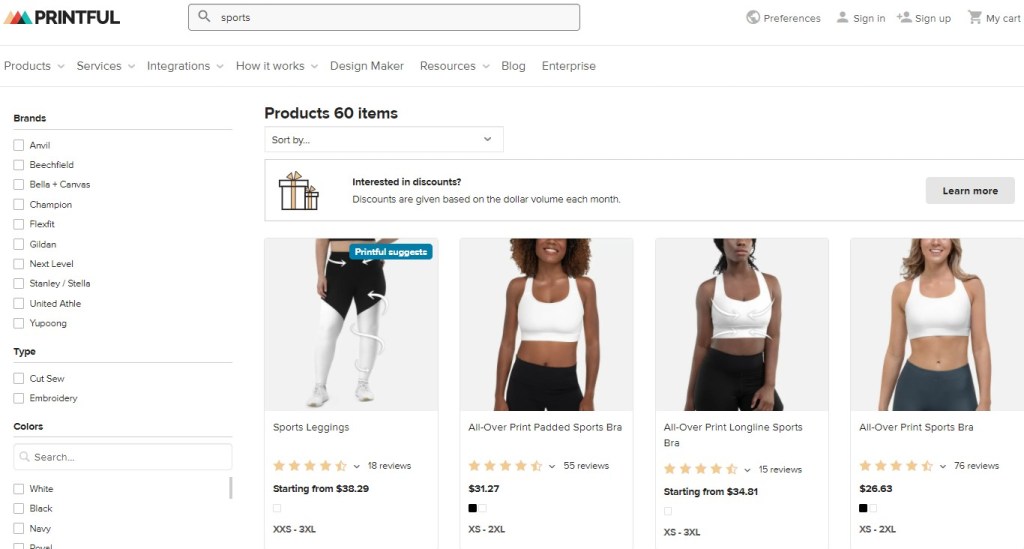 Printful activewear & athleisure dropshipping supplier