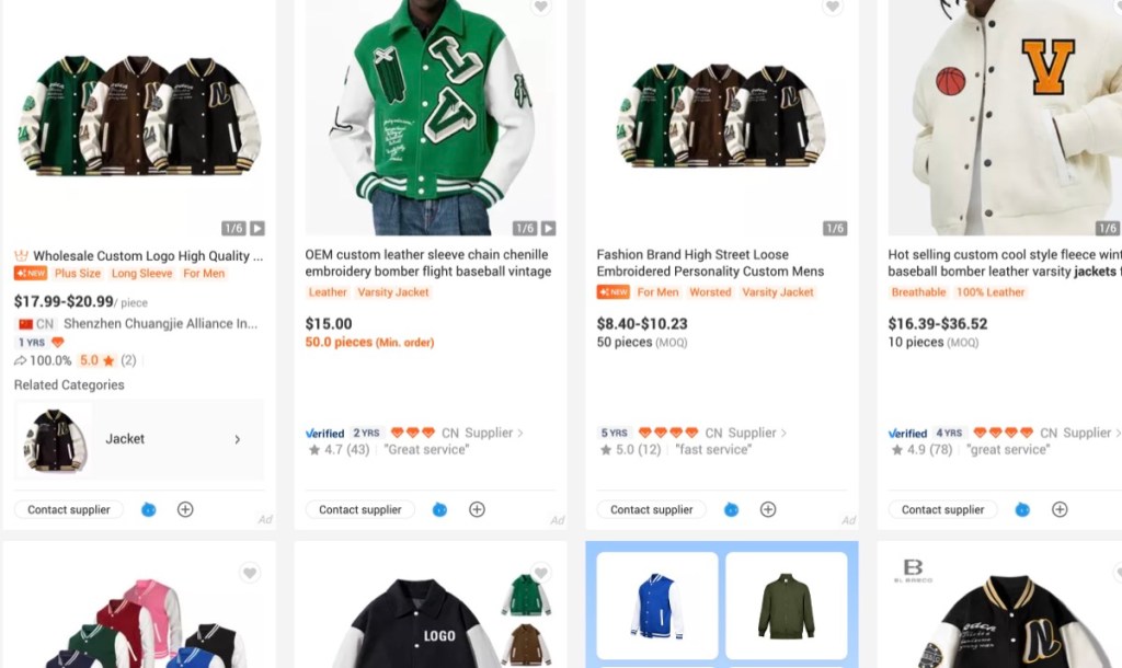 Alibaba wholesale blank letterman jacket & varsity jacket distributor