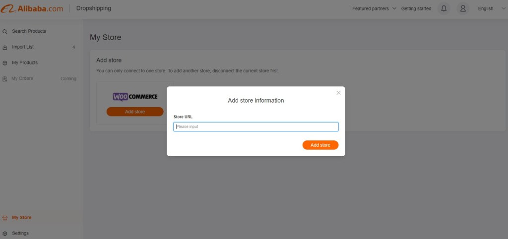 Connect a store to Alibaba Dropshipping Center