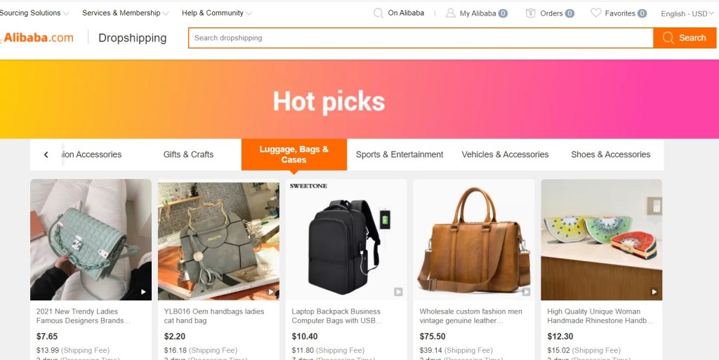 Alibaba dropshipping hot picks