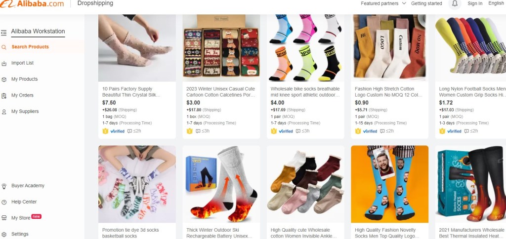 Alibaba sock dropshipping supplier