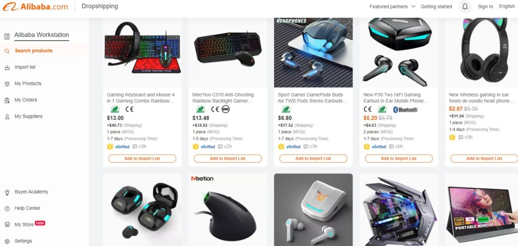 Alibaba video games & gaming gear dropshipping supplier