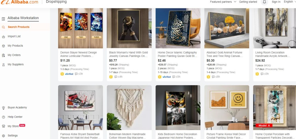 Alibaba wall art & canvas print dropshipping supplier