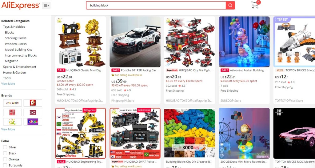 AliExpress building block & lego dropshipping supplier