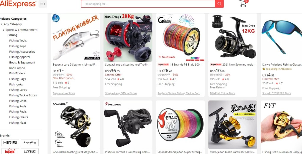 AliExpress fishing gear & tackle dropshipping supplier