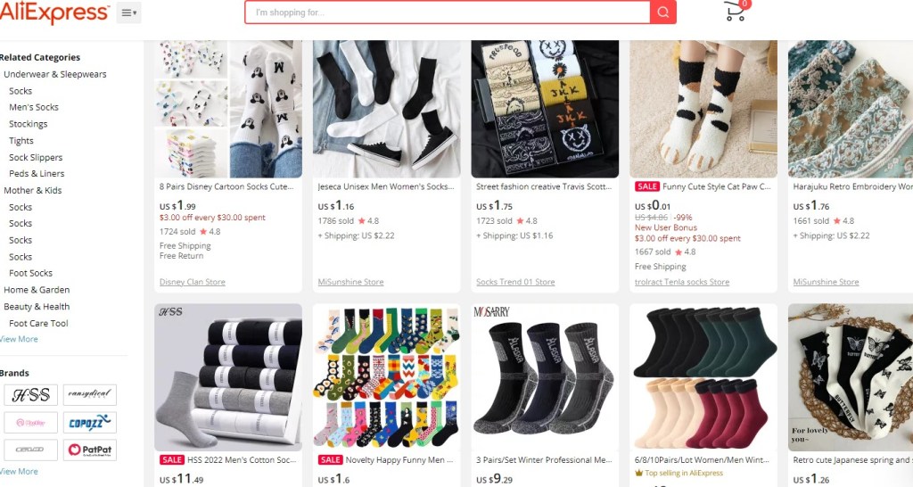 AliExpress sock dropshipping supplier