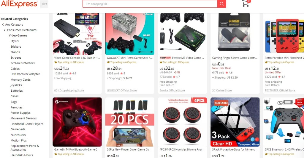 AliExpress video games & gaming gear dropshipping supplier