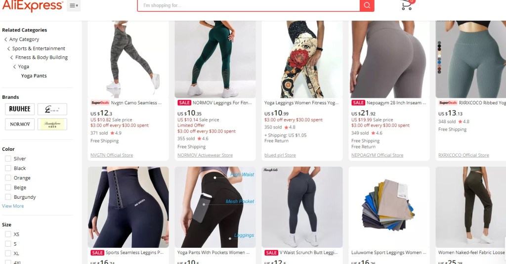 AliExpress yoga pants & fitness leggings dropshipping supplier