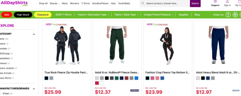 AllDayShirts wholesale blank sweatsuit & jogger set supplier