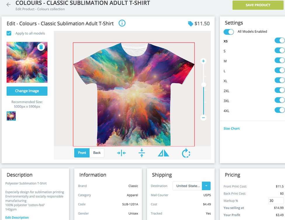 AOP+ custom print-on-demand t-shirt dropshipping company