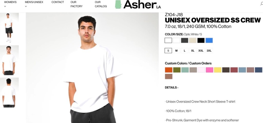 Asher LA wholesale oversized t-shirt supplier