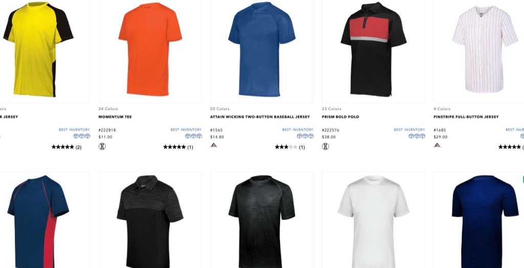 Augusta Sportswear high-quality wholesale blank t-shirt supplier