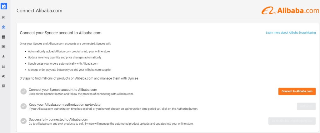Authorize your Alibaba account in Syncee