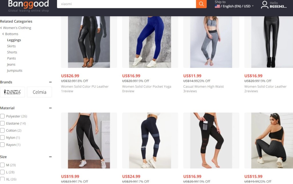 Banggood yoga pants & fitness leggings dropshipping supplier