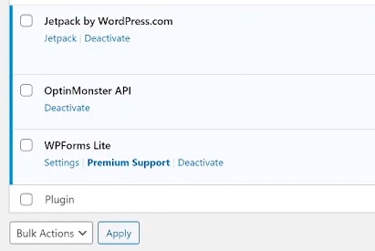 Bluehost WordPress default plugins