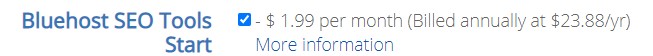 BlueHost SEO Tools pricing