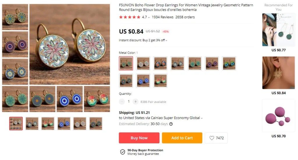 Boho Flower Drop Earrings on AliExpress