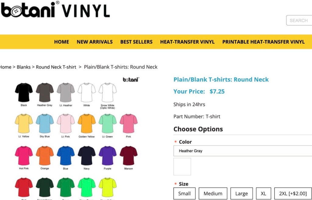 Botani Vinyl wholesale blank t-shirt distributor in New York