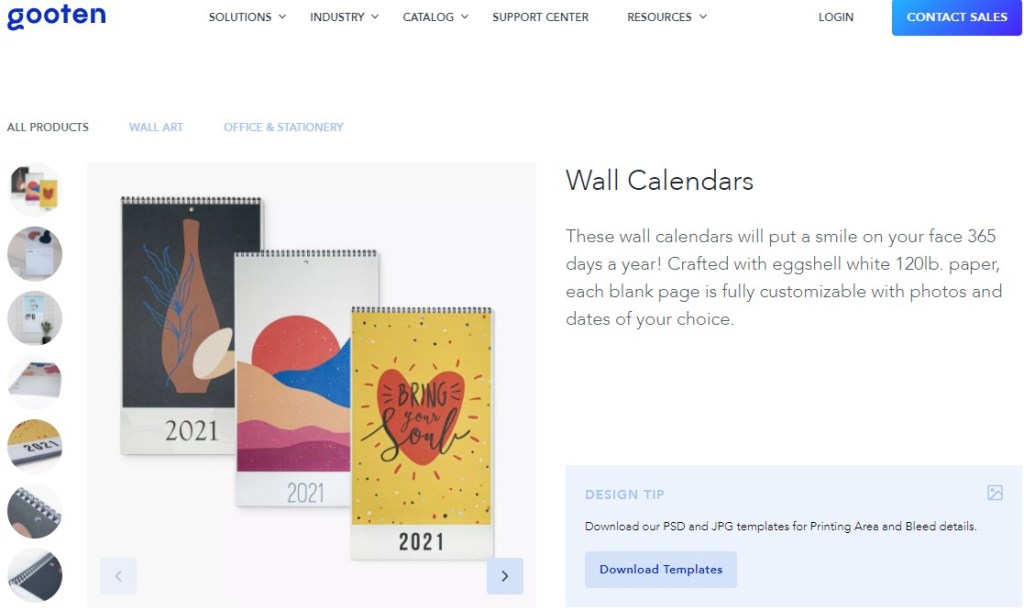 Calendar dropshipping products on Gooten