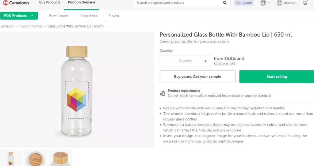 Camaloon glassware print-on-demand company