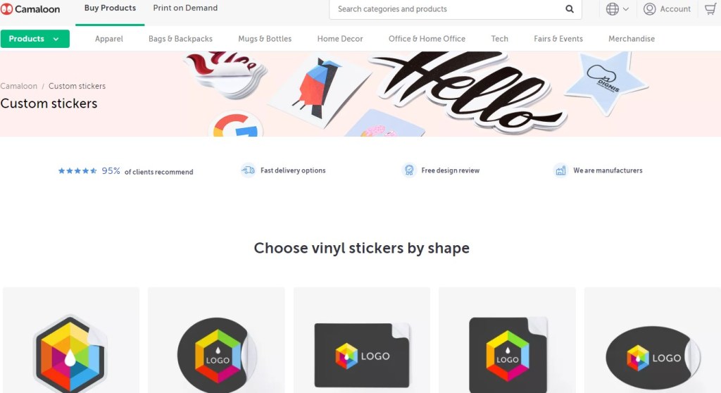 Camaloon sticker & decal print-on-demand company