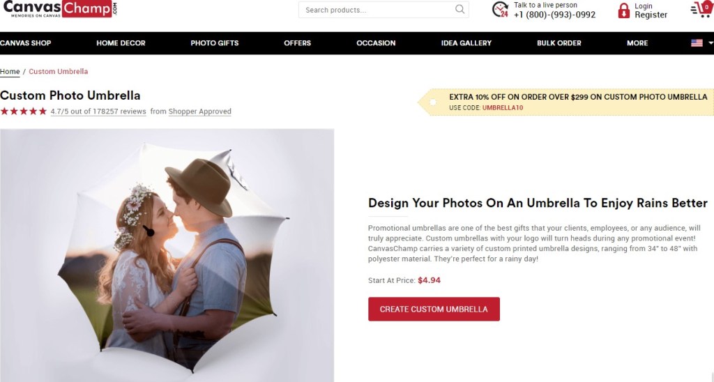 CanvasChamp umbrella print-on-demand company