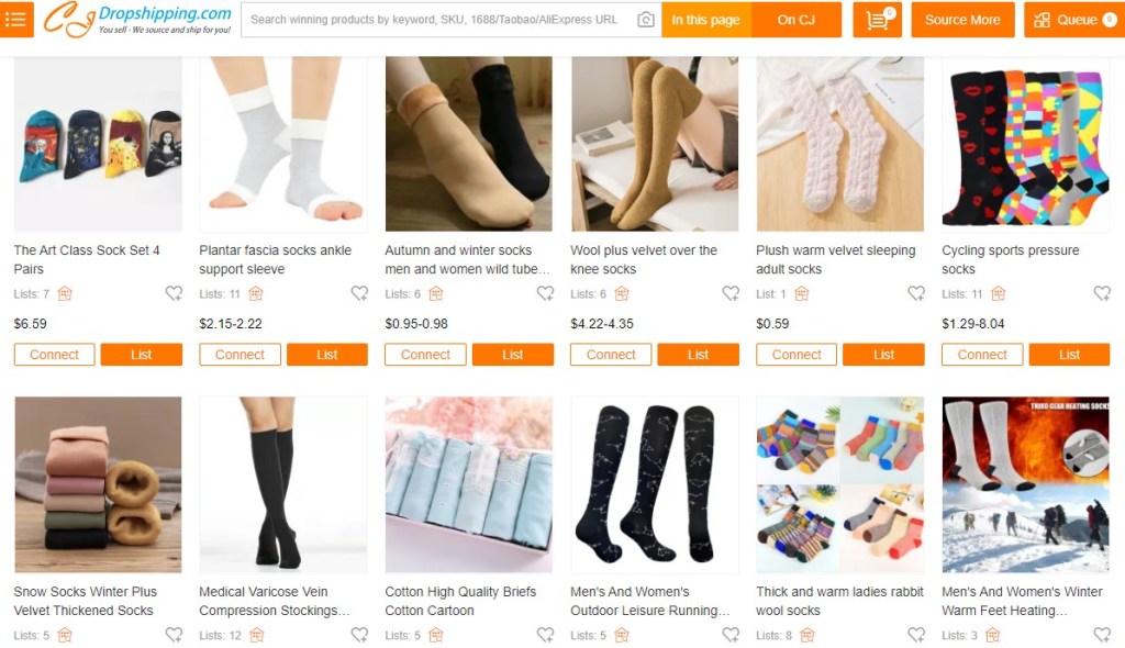 CJDropshipping sock dropshipping supplier