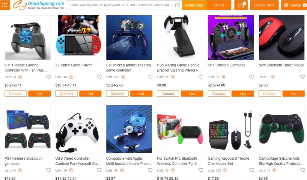 CJDropshipping video games & gaming gear dropshipping supplier