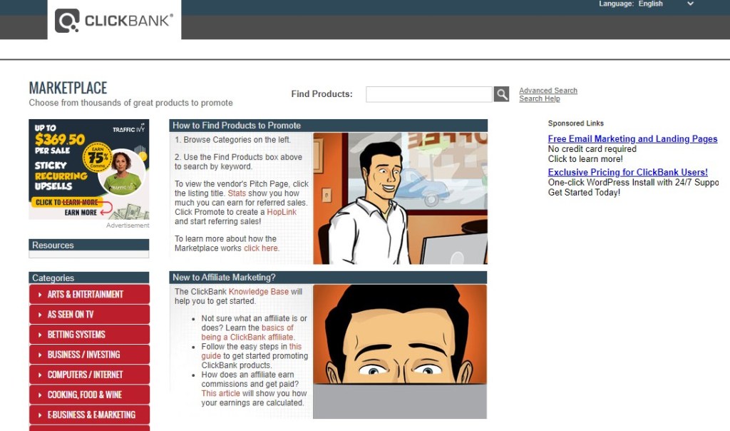 ClickBank affiliate marketing marketplace