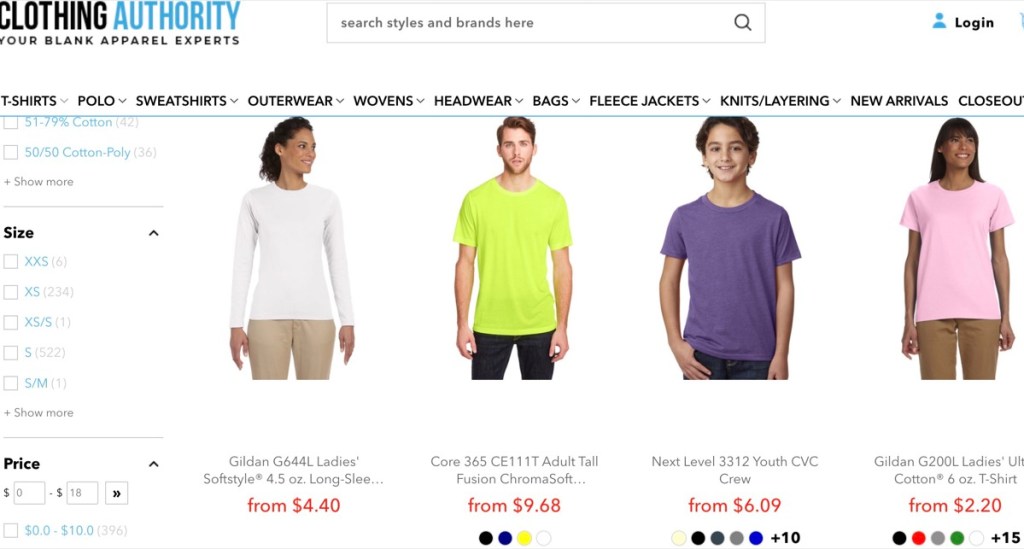 Clothing Authority wholesale blank t-shirt distributor with no reseller license required