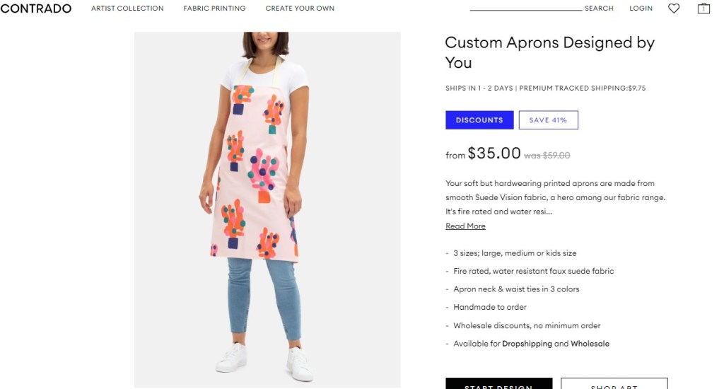 Contrado apron print-on-demand company