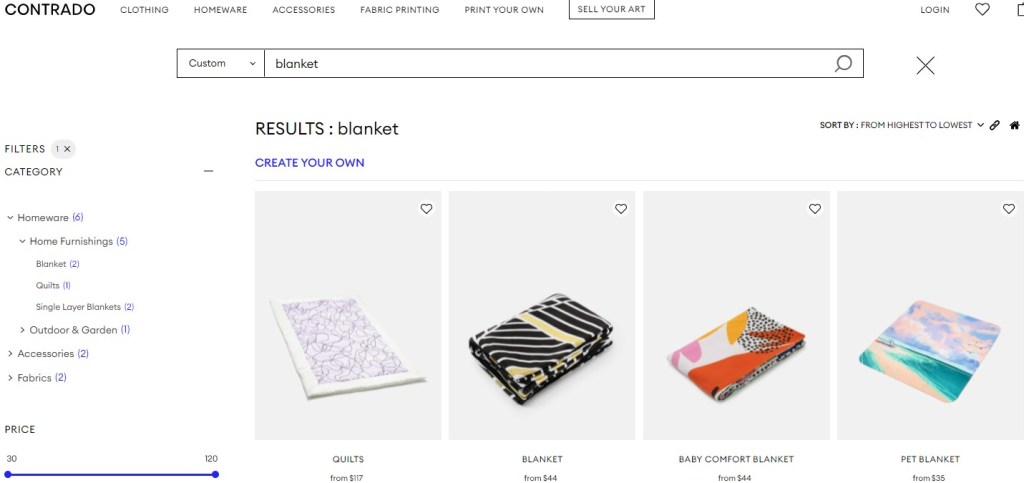 Contrado bedding & blanket print-on-demand company