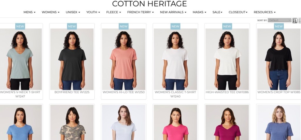 Cotton Heritage wholesale blank t-shirt supplier in Dallas, Texas, USA