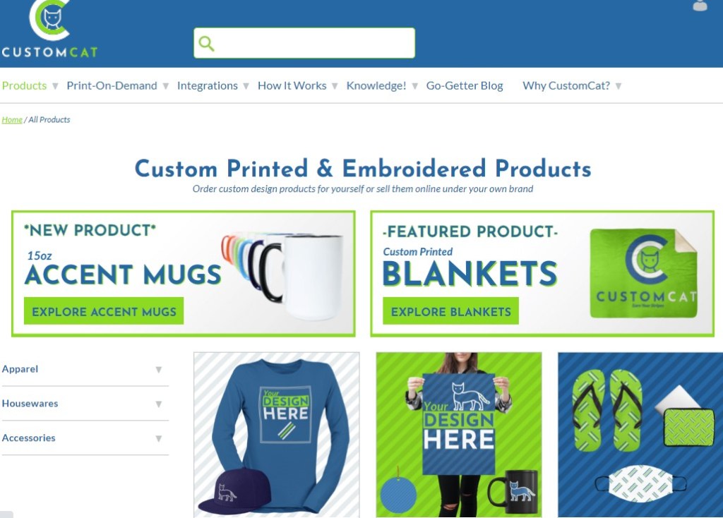 CustomCat embroidery print-on-demand company