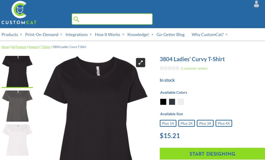 CustomCat plus-size clothing print-on-demand company