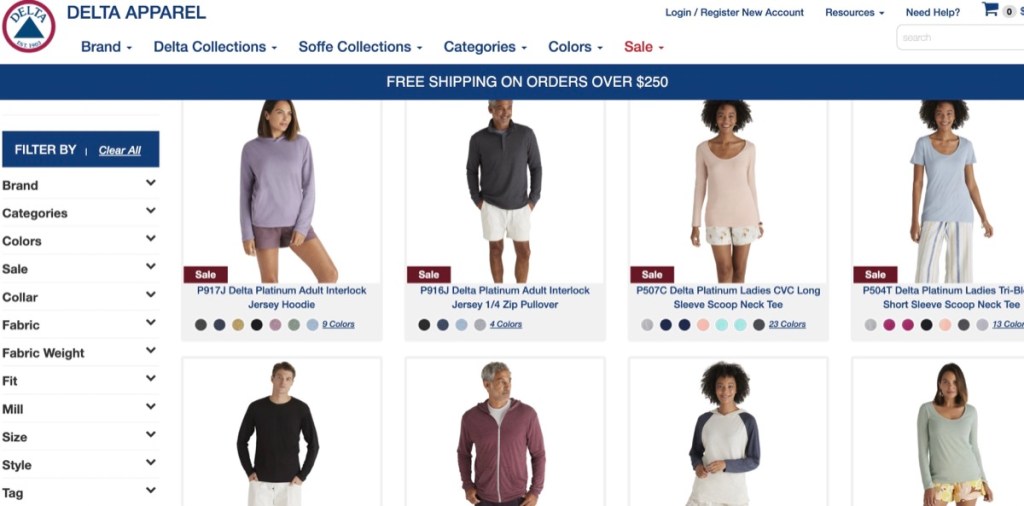 Delta Apparel wholesale blank apparel distributor