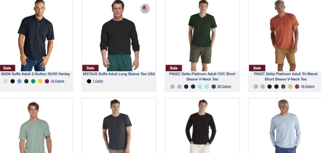 Delta Apparel wholesale blank t-shirt distributor with no reseller license required