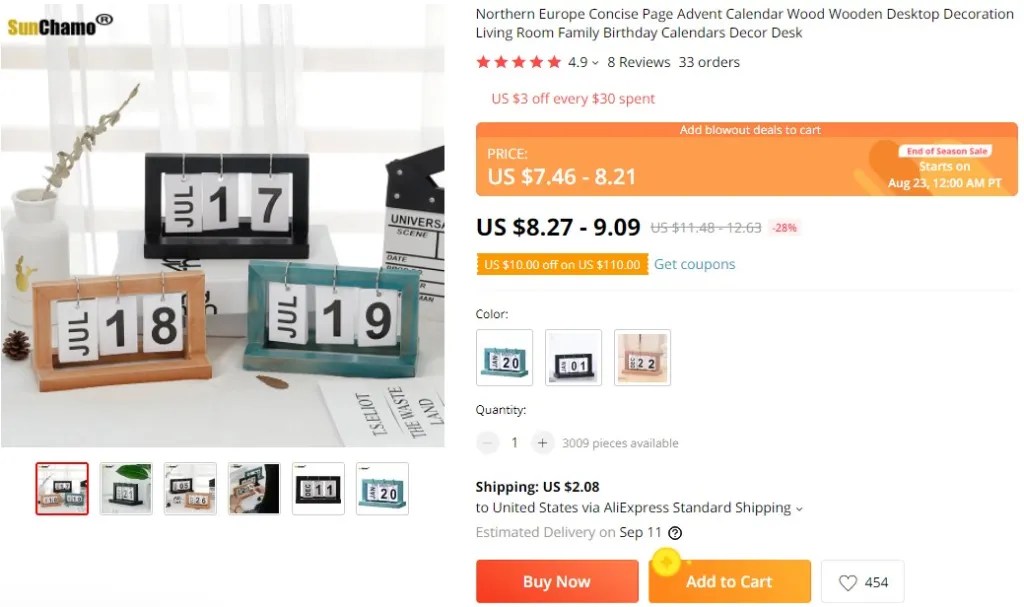 desk decor calendar dropshipping product example