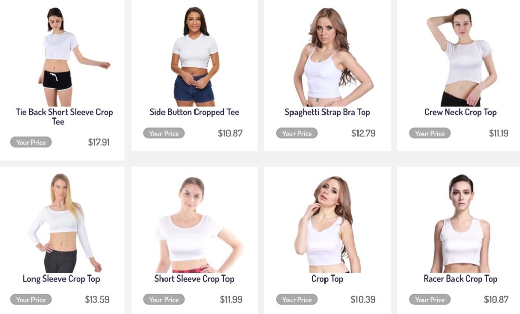 DropshipCN crop top print-on-demand supplier