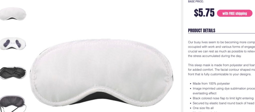 DropshipCN custom sleeping eye mask print-on-demand supplier