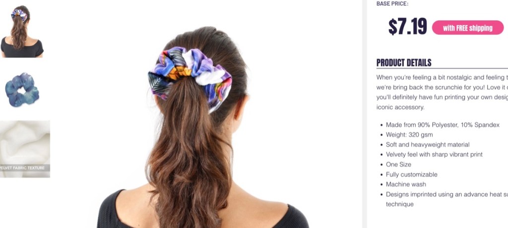 DropshipCN custom scrunchie print-on-demand supplier