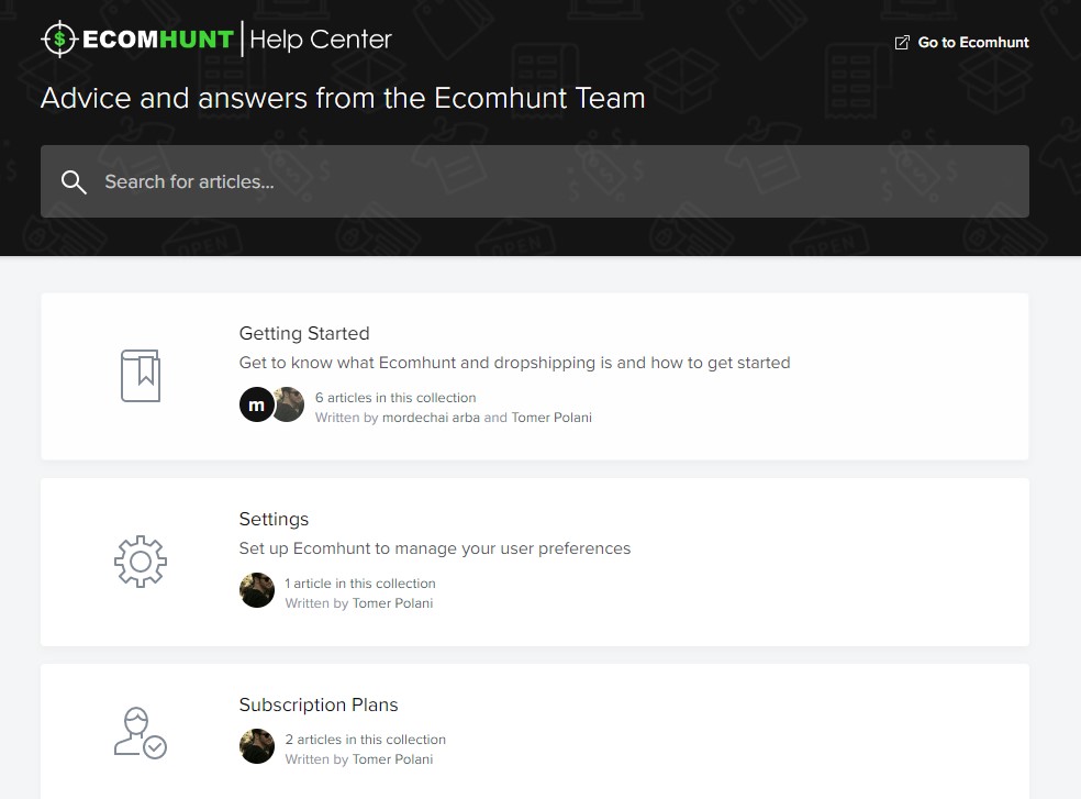 Ecomhunt Help Center