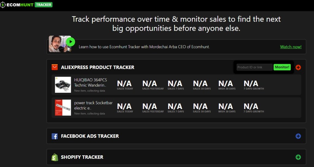 Ecomhunt Tracker