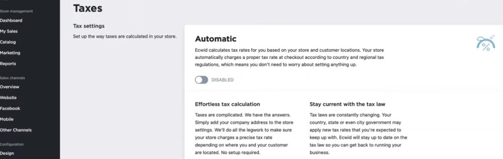 Ecwid taxes