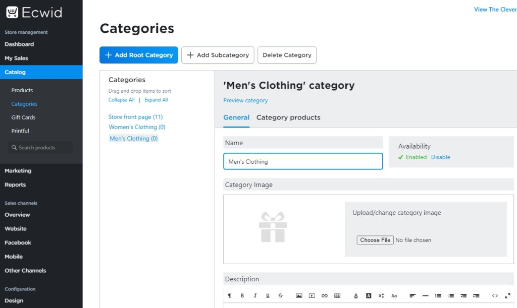 Ecwid categories