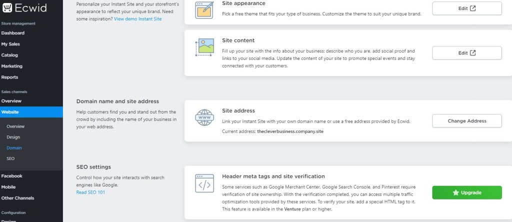 Change your dropshipping store domain name for free in Ecwid