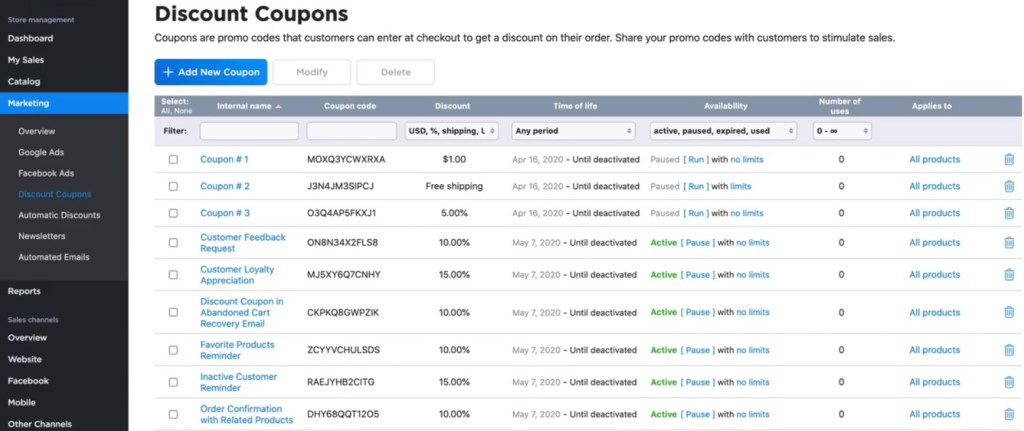 Ecwid discount coupons